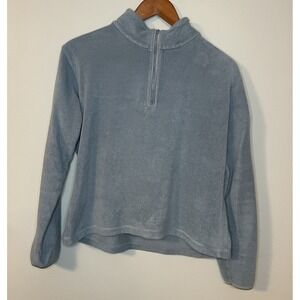 Horny Toad Sweater Women's M Blue Fleece‎ 1/4 Zip Outdoor Hike Camp Boxy Fit